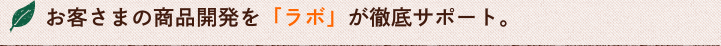 お客さまの商品開発を「ラボ」が徹底サポート。
